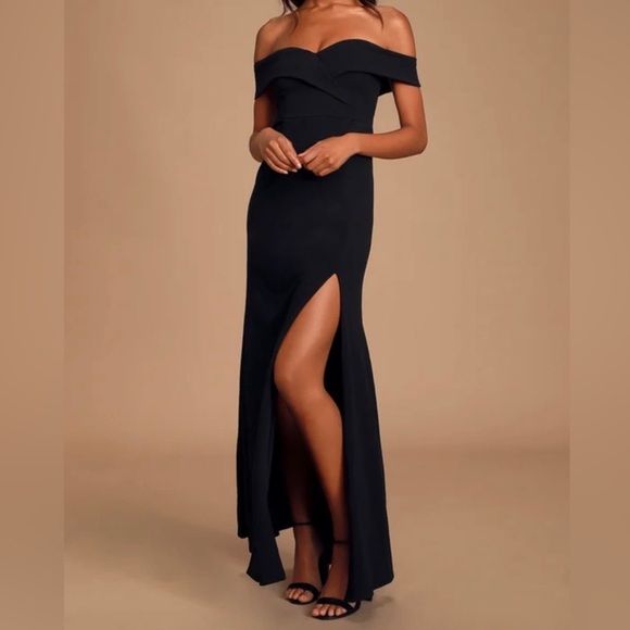 Lulu's Song of Love Black Off Shoulder Maxi Dress Extra Large XL NWT $110 - Picture 1 of 11